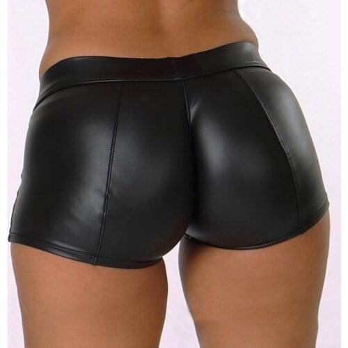 Leather Shorts Women High Waist Bodycon Push Up Black Short Joggers Sports Fitness Womens Sexy Slim Shorts Spodenki Damskie