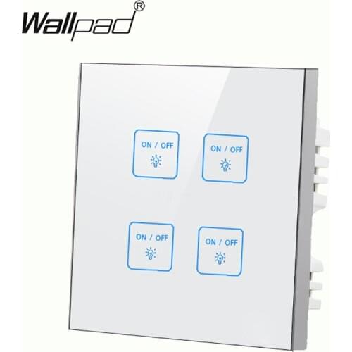 Elegant White 4 gangs 1 way Glass touch wall light switch, Free Customize LED Touch switch,Work for any lamps Free Shipping