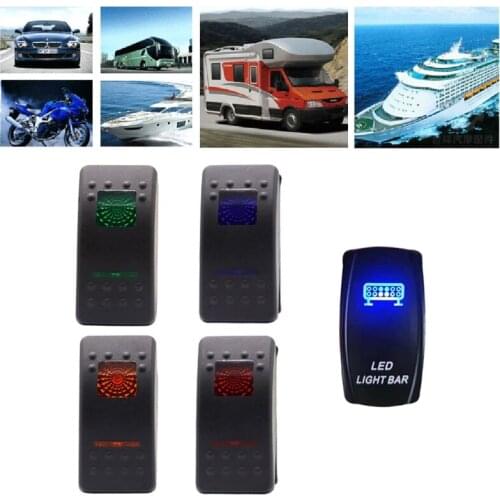 Waterproof Bar Rocker Switch Car Boat Marine 12V 24V Button 5 Pin LED Light Lamp On Off Taillight Reverse Toggle Switch