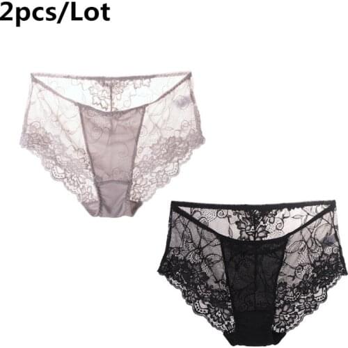 Women Silk Panties Mid Waist Basic Underwear Lace panties briefs for women Sexy lingerie calcinha briefs underwear silk panties