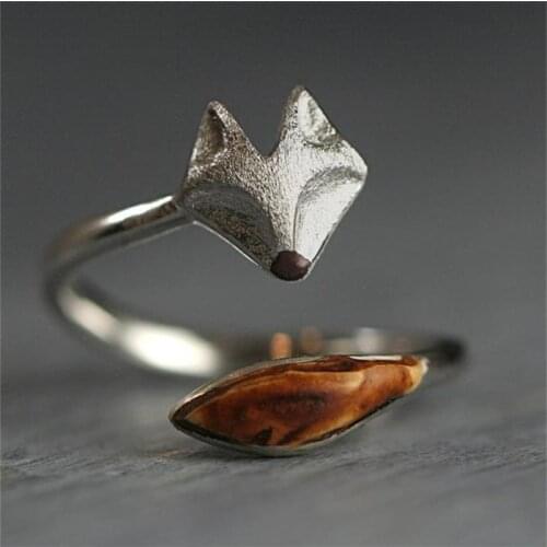 Creative Personality Fox Opening Ring Fashion Ethnic Style Womens Adjustable Ring Engagement Ring 2021 Trend Jewelry