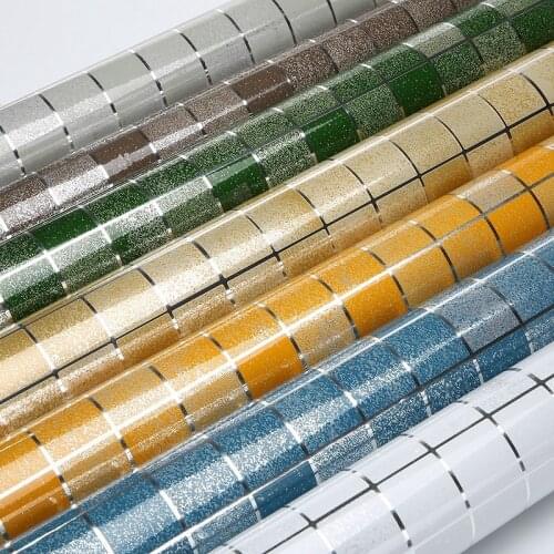 Oilproof Waterproof Self-adhensive Kitchen Heat Resistant Cooktop Wall Sticker Lattice Aluminium Foil Oil Splatter Wall Stickers