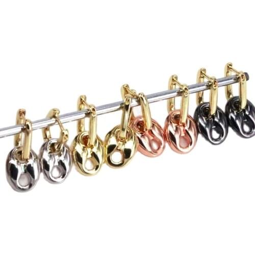 10Pairs, Gold Rose Black Silver Color Metal Coffee Bean Earrings for Women Jewelry Fashion Dangle Earring