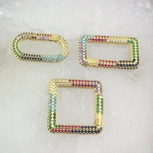 15-30mm 5pcs/lot Good quality colorful cz clasp,oval/rectangle/square shape cz charm,bracelet/necklace component wholesale