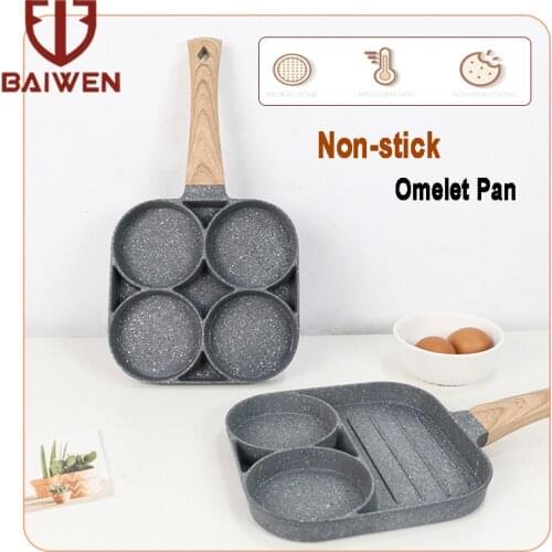 3/4 Hole Frying Pan Cooking Pot Non-stick Egg Pancake Saucepan Cookware Kitchen Kit For Breakfast Dinner Maker