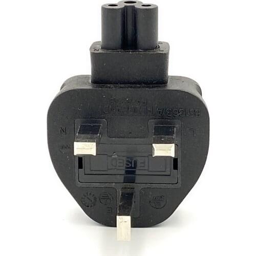 UK 3-Prong Male to IEC 320 C5 AC Power Adapter,UK TO IEC320 C5 conversion plug,PVC Material