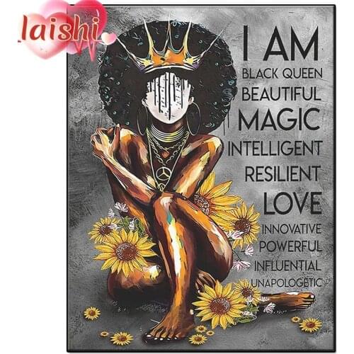 5D DIY Doodle Afro Queen Diamond Painting Cross Stitch Kits Embroidery Full Mosaic Rhinestone Craft Lovers for Home Decoration