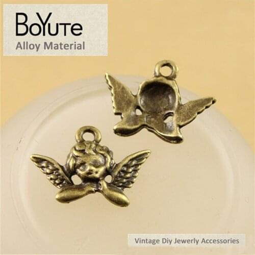 BoYuTe (100 Pieces/Lot) 20*11MM Wholesale Antique Bronze Plated Metal Angel Charms Diy Jewelry Making Accessories