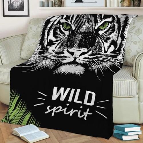 Black and white tiger face Flannel Throw Blanket 3D Printed Keep Warm Sofa Child Blanket Home Decor Textiles Dream Family Gift