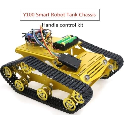 DIY Y100 Smart Robot Tank Chassis with Dual DC 12V Motor+UNO Board+Motor Driver Board+Handle Control Kit