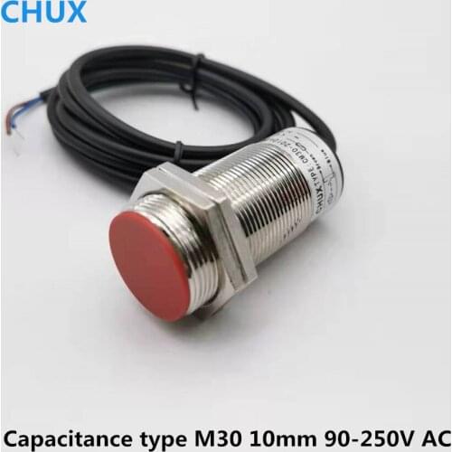 Capacitive Proximity Sensor AC 220V Flush Type NO/NC M30 0-10mm Detect Distance Proximity Switch