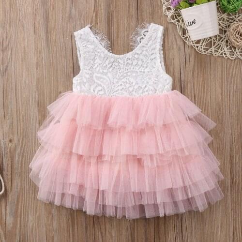 Summer Kids Baby Girl Lace Tutu Dress Sleeveless Vest Princess Party Pageant Dresses Tulle Backless Ball Gown Dress Clothes