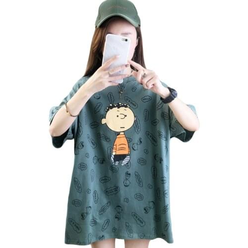 Summer Korean Fashion Cotton Maternity Tees Large Size Loose T Shirt Clothes for Pregnant Women Pregnancy Casual Tops