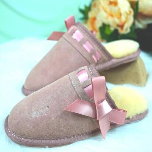 Top Quality Natural Sheepskin Fur Slippers Fashion Female Winter Slippers Women Warm Indoor Slippers Soft Wool Lady Home Shoes