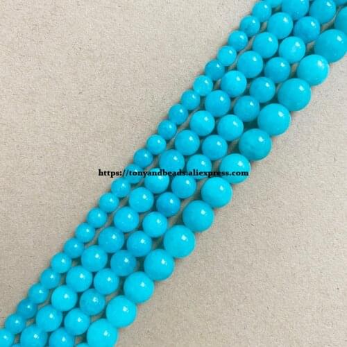 Natural Stone Aqua Amazonite Round Loose Beads 15" Strand 6 8 10 MM Pick Size For Jewelry Making No.SAB15