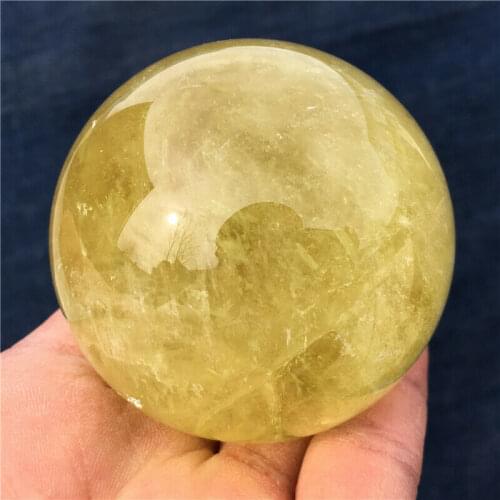 Natural Yellow transparent crystal ball natural Stone ball healing crystals Stone reiki Home Decoration collection