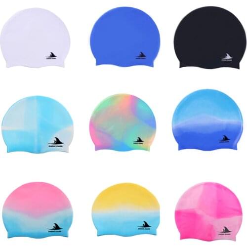 2020 New Waterproof Elastic Silicone Swimming Hat Women Unisex Long Hair Bathing Cap Swimming Cap Stretch Drape Swim Pool Sport
