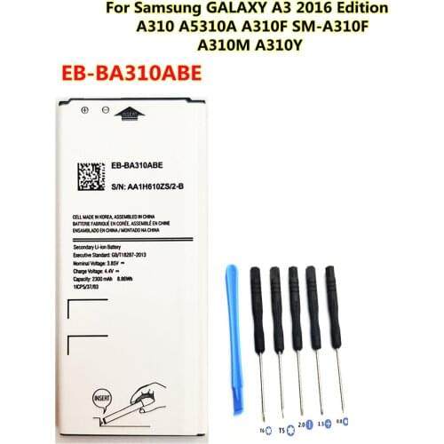 New 2300mAh EB-BA310ABE battery For Samsung GALAXY A3 2016 Edition A310 A5310A A310F SM-A310F A310M A310Y Mobile phone +Tools