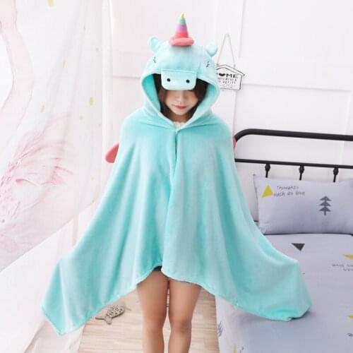 90*190 cm Adorable Unicorn Costume Soft Plush After-bath Blanket Unicorn Cape