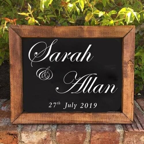 Custom Wedding Card Box Decal Stickers Engagement Vinyl Decals Names And Date Sticker Removable Simple Rustic Wedding Decor X150