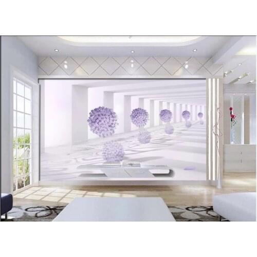 Custom photo wallpaper 3d murals wallpaper for walls 3 d space purple flower mural TV background wall papers for living room