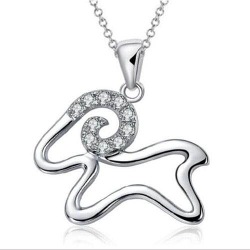 925 Sterling Silver Jewelry South Korea Simple Animal Crystal Lambs Luck Sheep Exquisite Clavicle Chain Pendant Necklaces N059