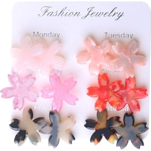 Simple Round Acetate acrylic Stud Earrings flower Fashion Jewelry Korean Earrings for Women Girl