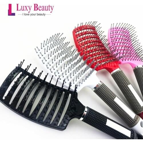 Hair Brush Comb Hairbrush Bristle Nylon Women Wet Curly Detanglefor Salon Hairdressing Styling Tools