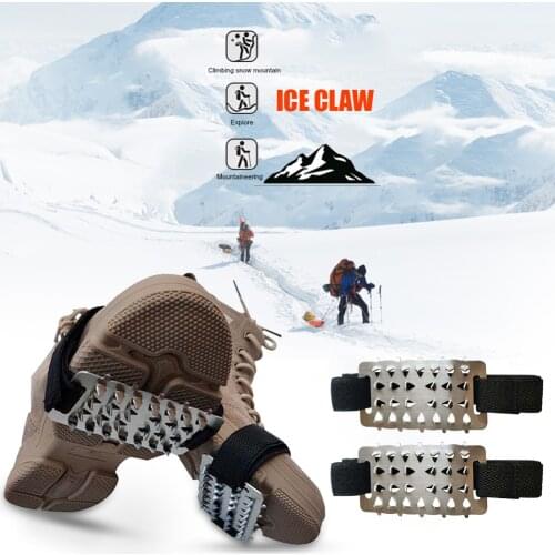 Ice Gripper Ice Climbing Spikes Grips 26 Teeth Snow Anti Slip Crampon Cleats Shoes Cover Outdoor Camping Climbing Accessories