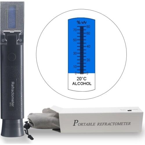 Alcohol Meter For Moonshine 0~80%V/V Refractometer Alcohol Tester ATC Handheld Vodka Whiskey Alcohol Percent Measuring Tools