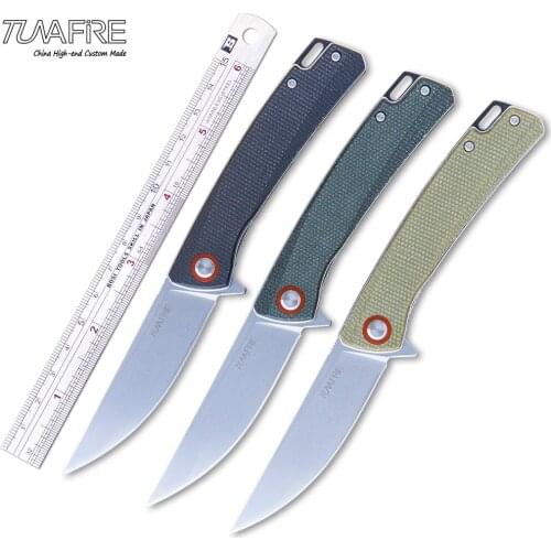 Tunafire Tactical Pocket Knife Ball Bearing Camping Folding Knives High-end Micarta Handle Stainless Steel Outdoor EDC Tools