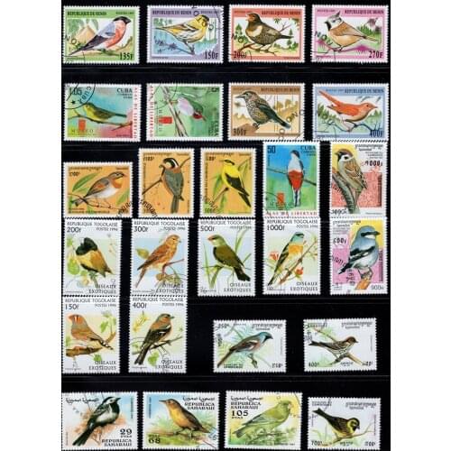 50 PCS Topic Bird Parrot Eagle All Different From Many Countries NO Repeat Unused Postage Stamps With Post Mark for Collecting
