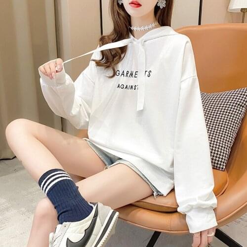 Simple Top Woman Oversized Hoodie Sweater Women Spring Autumn Korean Students Letter Embroidery Long Sleeve Hoodie Woman