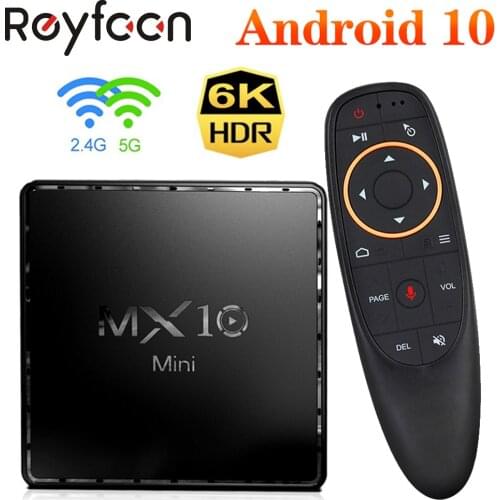 MX10 Mini 6K TV Box Android 10 Support 5G Dual Wifi Google Voice Assistant BT 4.2 H.265 3D Google Player Youtube Media PK H96MAX