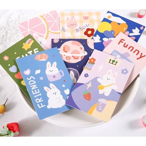 Yisuremia 30Pcs Cream Rabbit and Cocoa Bear Series Kawaii Greeting Card Postcard Birthday Message Letter Envelope Gift Card Set