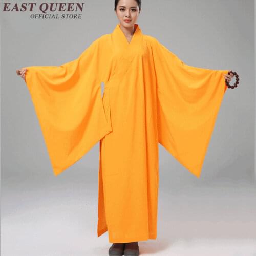 Women long sleeve buddhist monk robes Pure color female shaolin monk uniform Traditional chinese clothing for women KK810 YZ