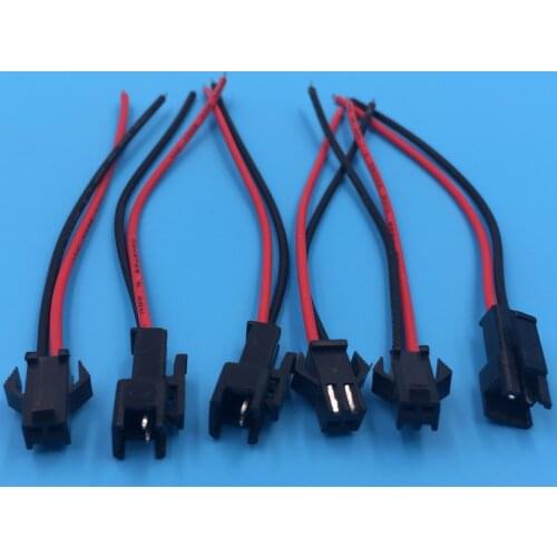 10pairs=20pcs LED Power Cable with SM 2.54 2 Pin Male Plug Female jack Connector for Car Auto ect Total Length 40cm