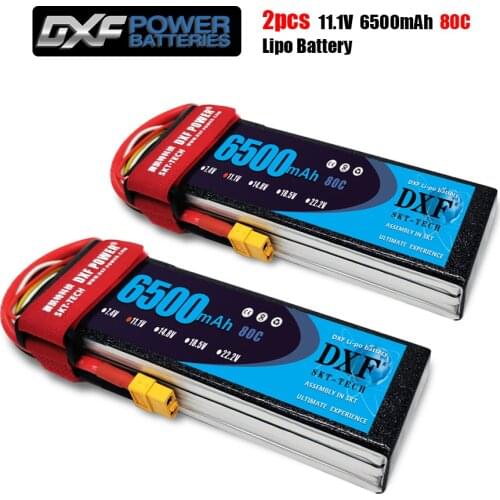 2020 DXF 2PCS lipo battery 3S 11.1V 6500mah 80C Max 160C Toys & Hobbies For Helicopters RC Models Li-polymer Battery