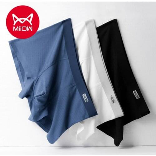 MiiOWMens Underwear Modal Ice Silk Boxer Shorts Mens Middle-aged and Young Mens Traceless Breathable Boxer Underwear