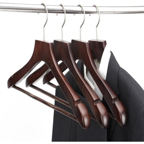 4pcs/lot 39/43/44/45cm solid wood men and women wide shoulder non-skid large coat rack suit wooden clothes rack