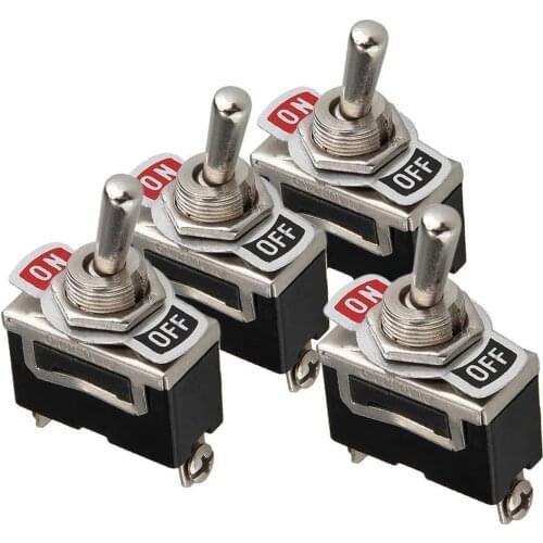 12V Toggle Switch On/Off Car Dashboard Light Metal Spst 4Pcs