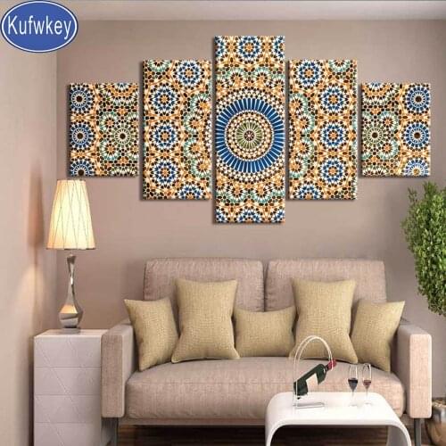 5d diy diamond painting Culture 5 Panel diamond embroidery full round drill rhinestone cross stitch mosaic Diamond Mandala Art