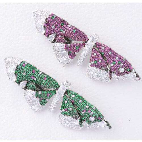60X20MM High Quality Big Purple CZ Zirconia Butterfly Brooch