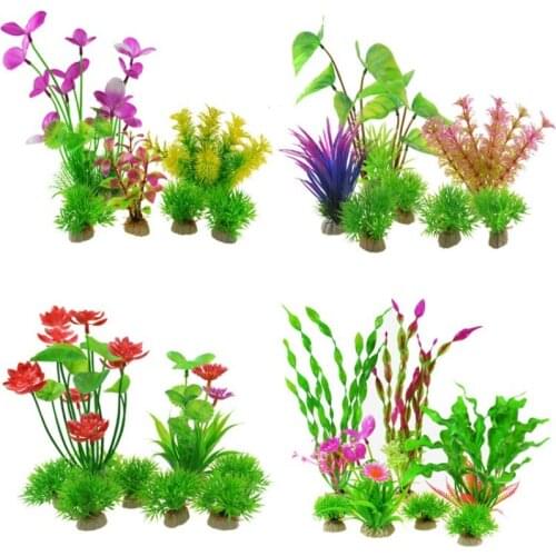 Fish Tank Aquarium Aquatic Plants Plastic Plants Fake Flower and Grass Combination Package Decoration Aquatic Plants Ornaments