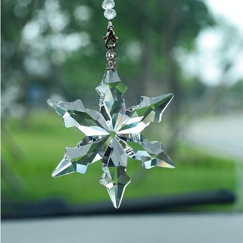 Shiny Car Pendant Transparent Crystal Snowflakes Decoration Suspension Ornaments Sun Catcher Hanging Thanksgiving Christmas Gift