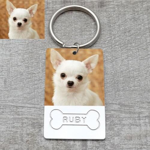 Engraved Dog Photo Keychain , Customized Dog Keychain,Pet Name Keychain,Animal Photo Keyring,Pet Lover Gift