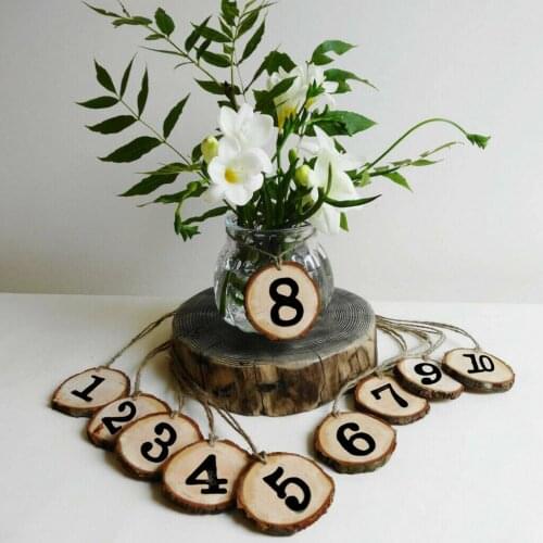 1-10 Numbers Rustic Wooden Hanging Table Seat Decor Wedding Party Supplies Home Decoration