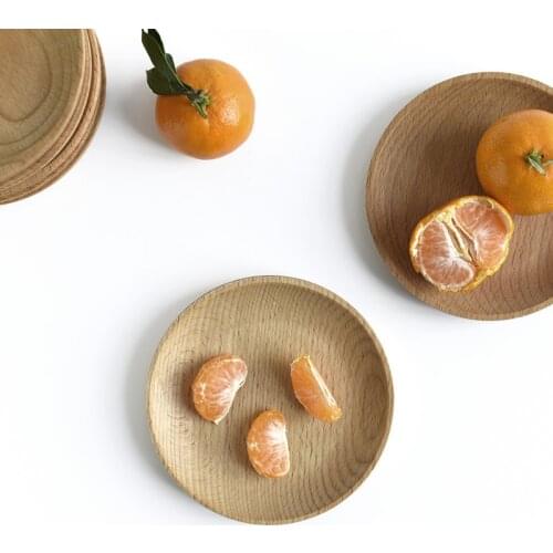 Japanese Style Dessert WoodenTray Snack Plate Beech Round Plate For Candy Mini Solid Round Cake Dish Small Dinner Plate