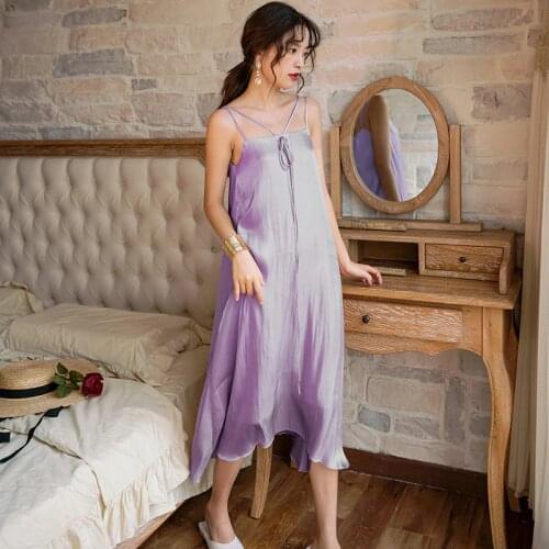 Long Satin Women Purple Slip Dress Summer 2020 Runway Party Night Dress Backless Straps Korean Beach Vacation Sun Dress Female