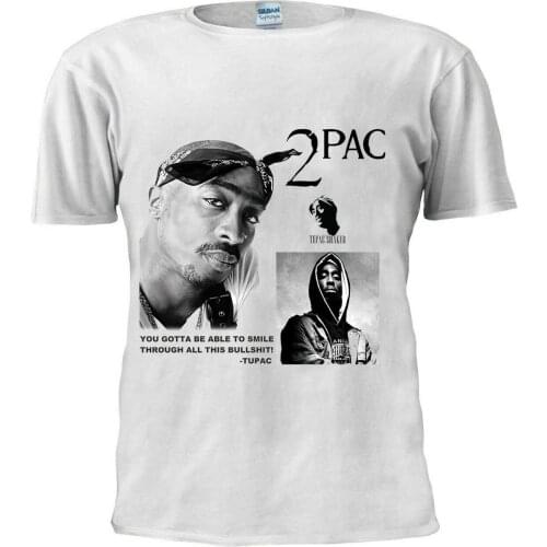 2Pac Tupac Shakur Hip Hop Rap T-Shirt Men New Tops 2019 Print Letters Men T Shirt Cotton Print Shirts Bob Marley T Shirts